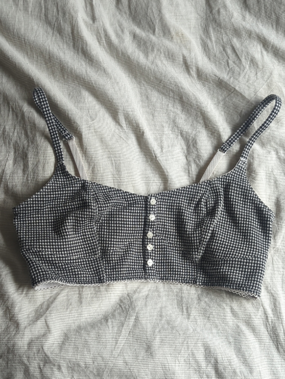 Free People Black and White Gingham Bralette